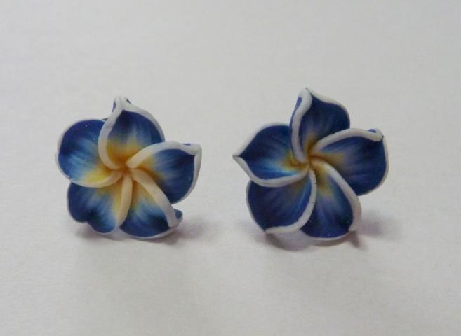 Flower Ear Stud blue - Click Image to Close