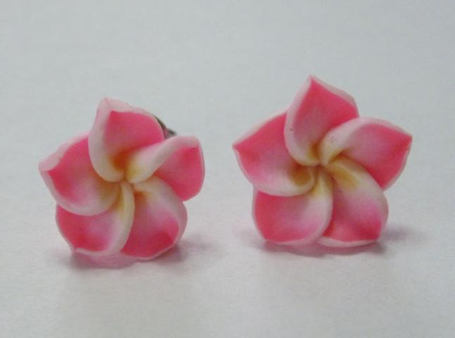 Flower Ear Stud dark pink - Click Image to Close